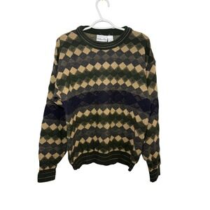 Willow Bay Mens Argyle Pattern Sweater Medium Grandpa Retro Vintage Cosby Ski